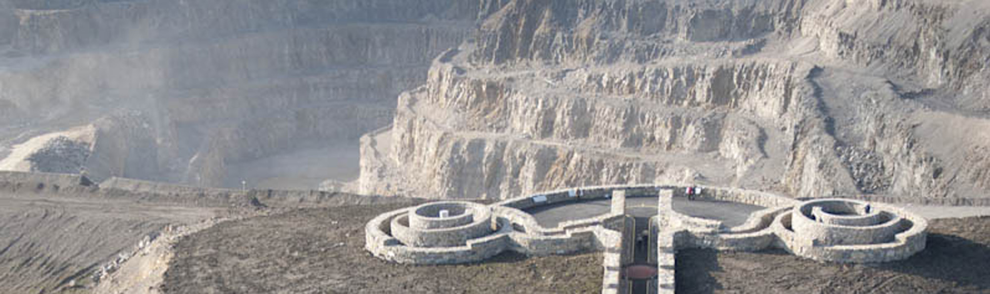 Stone wall sculpture in quarry